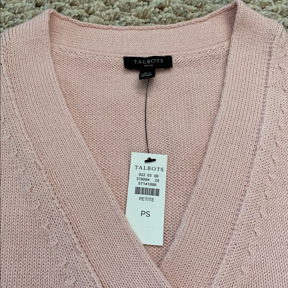 Talbots Light Pink Button-Up Sweater Vest - Picture 6 of 8